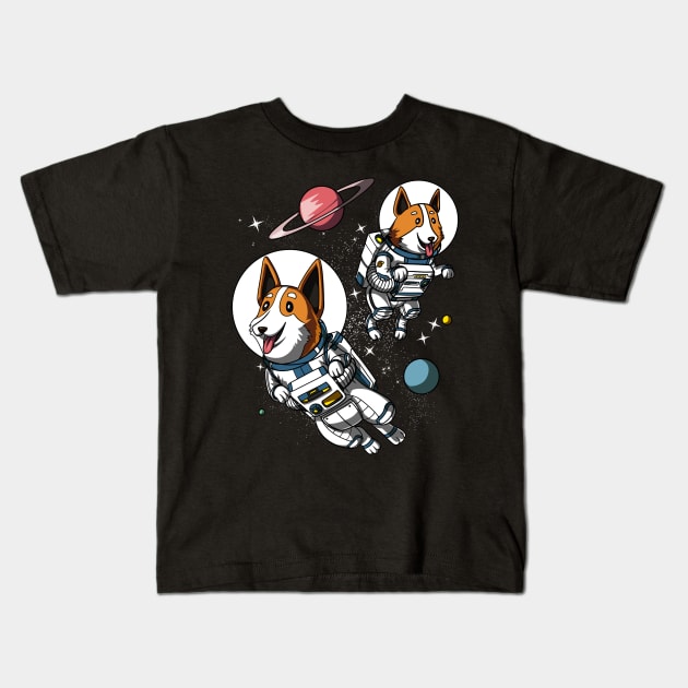 Corgi Dog Space Astronaut Kids T-Shirt by underheaven